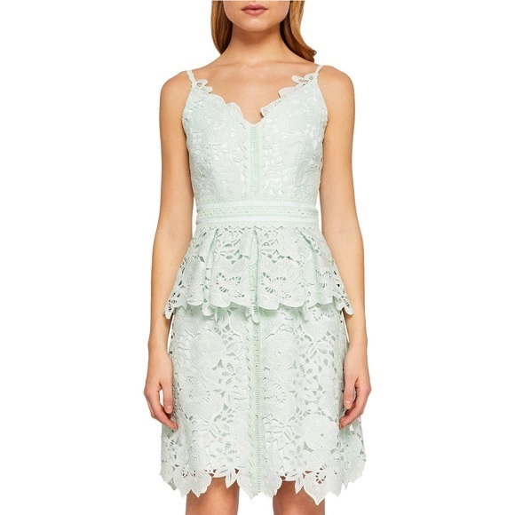 NWT Ted Baker lace peplum dress mint white 2 6 Medium free shipping designer - Picture 5 of 15